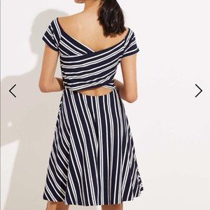 Ann Taylor Loft Striped Cross Back Flare Dress